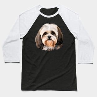 Lhasa Apso Dog Portrait Baseball T-Shirt